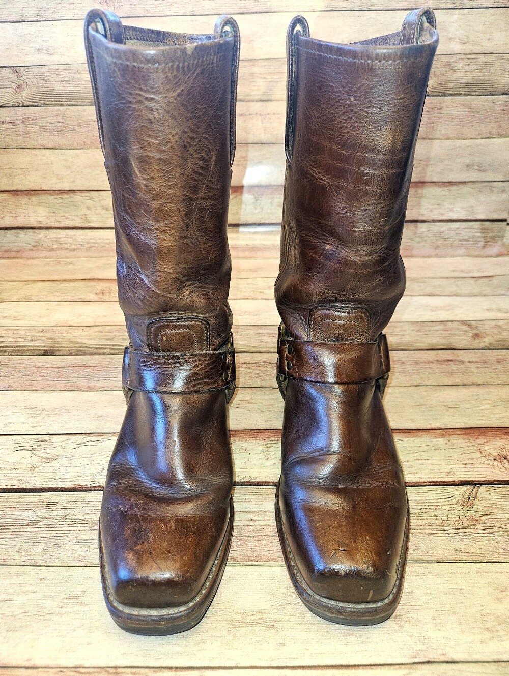 Frye Harness 12R boots rich brown leather - Picture 2 of 15